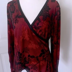 Joe Boxer Red Black Floral Design Top. Size by Large